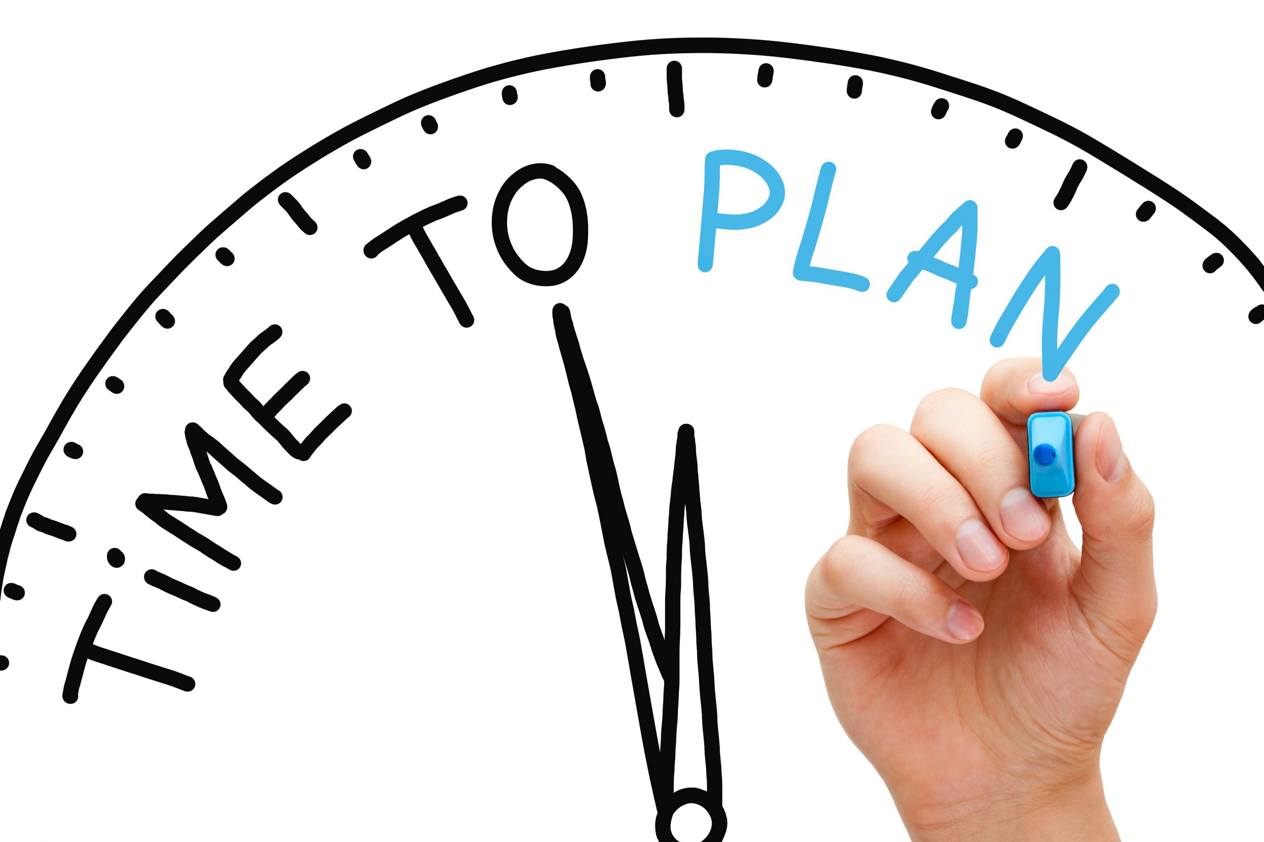 clock with the words time to plan