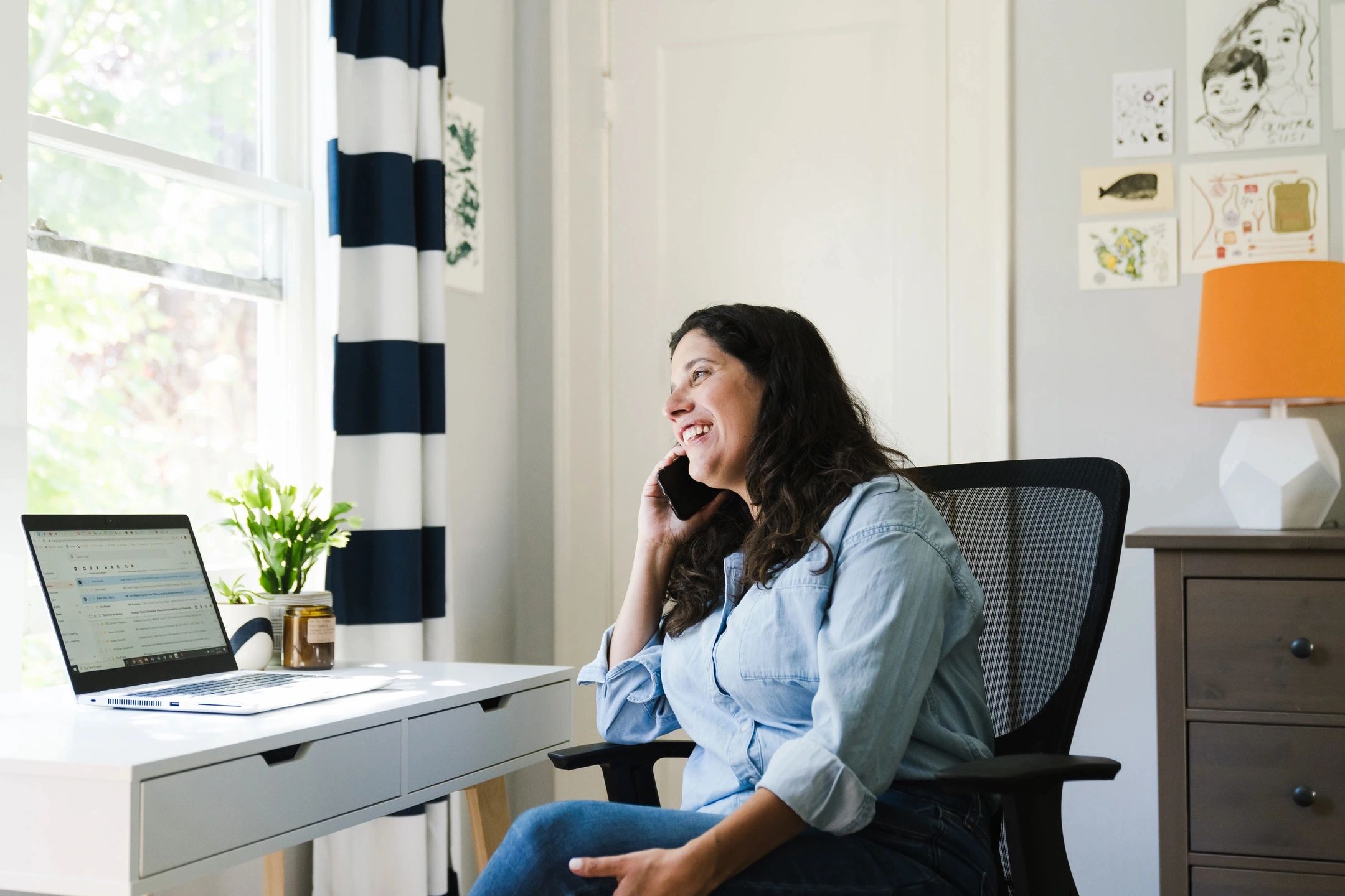 working mom on phone
